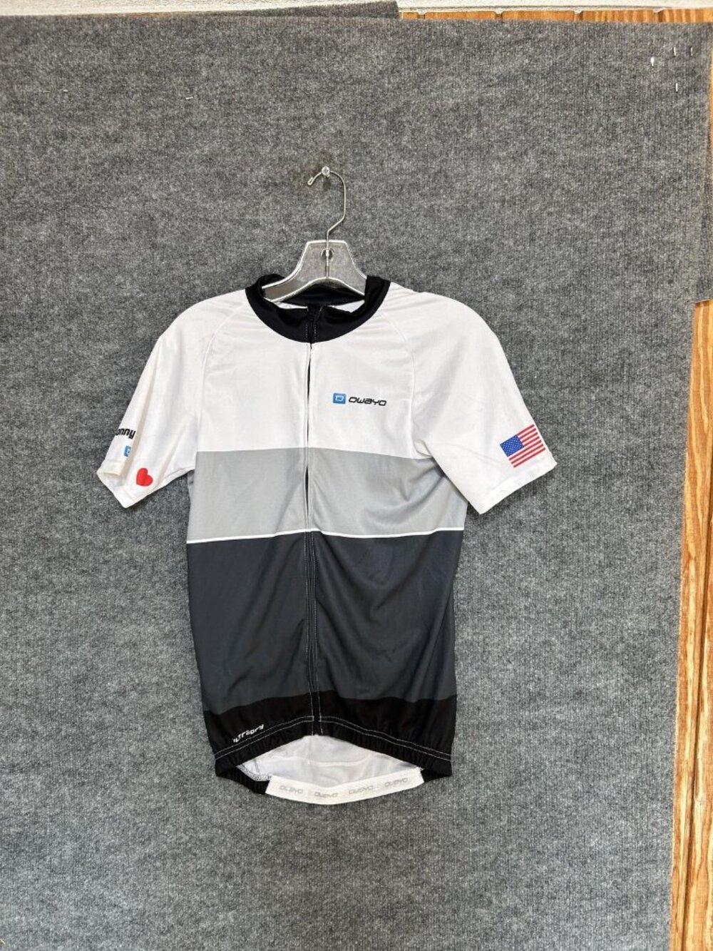 Owayo Cycling Jersey Mens 5 White Gray Triple M Racing Full Zip Pockets Bike